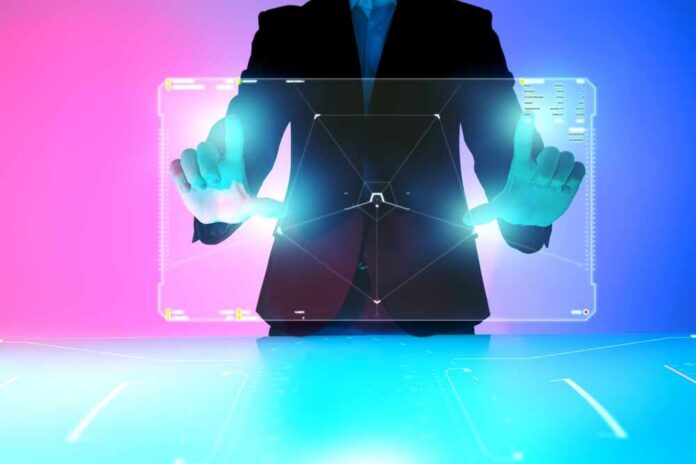 The,Business,Analyst,Manages,Business,Processes,By,Touching,A,Holographic