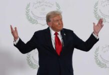 FINALLY: Trump Ends Decades of Iranian Terror A political figure gesturing with hands during a public appearance