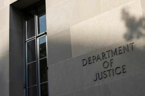 Department of Justice building wall and window