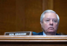 Graham’s Bold Defense of Trump’s Iran Strikes Man sitting at a desk with nameplate Sen Graham