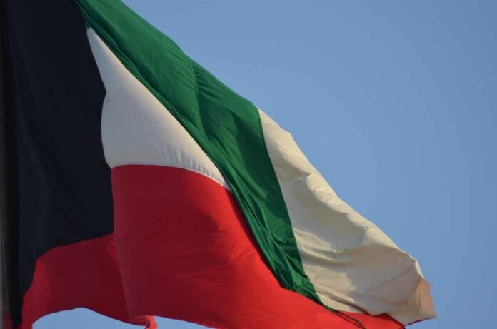 Kuwait national flag waving in the wind
