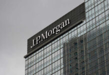 JP Morgan building with reflective glass windows