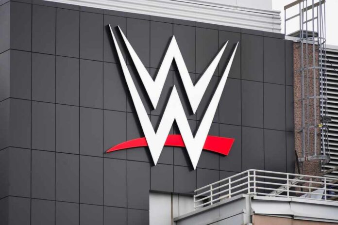 Stamford,,Ct,-,April,7,,2023,:,World,Wrestling,Entertainment, WWE logo displayed on a building exterior