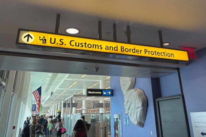 Sign for U.S. Customs and Border Protection at an airport