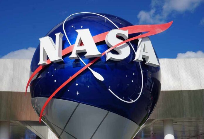 Cape,Canaveral,,Florida,-,December,27,,2021:,Close,Up,Of NASA logo displayed on a large globe structure