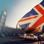 Union Jack flag in front of Big Ben in London