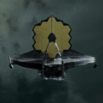 Magma Ocean Breathes—Webb Stunned Space telescope with hexagonal mirrors in dark space