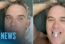 Cocaine Panic Over… a Mint? Robbie Williams Addresses White Substance on Mic at World Cup Final | E! News