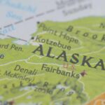 Map of Alaska highlighting towns and geographic features
