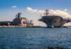 Admiral’s Bombshell: ‘Blew The Hell Out’ Aircraft carrier and support ships docked at a naval harbor