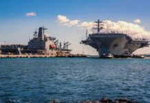 Admiral’s Bombshell: ‘Blew The Hell Out’ Aircraft carrier and support ships docked at a naval harbor