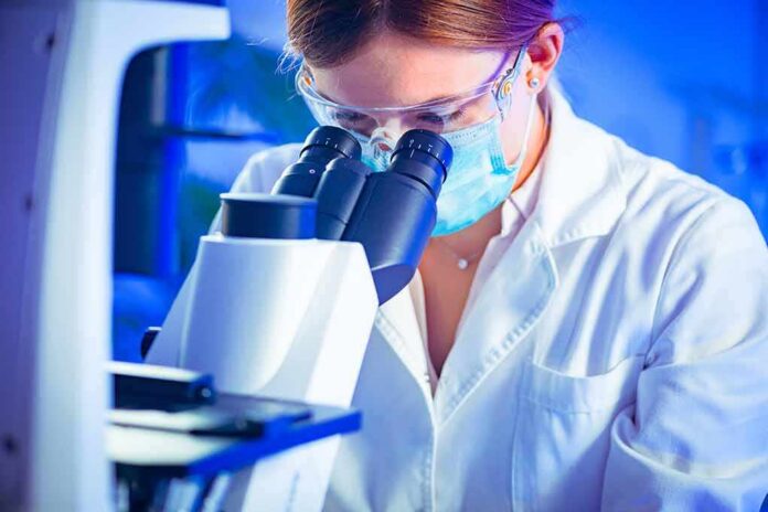 shutterstock_1229570758 Scientist using a microscope in a lab