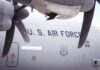 military transport aircraft fuselage with propellers