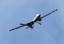 Base Defenses Supercharged – $7B Blitz military drone flying in a clear blue sky